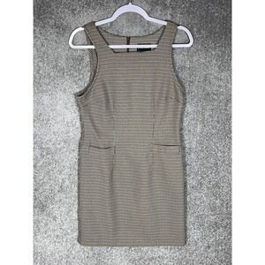 Vintage Jamie Brooke Brown‎ Houndstooth Dress Womens Size Small Sleeveless